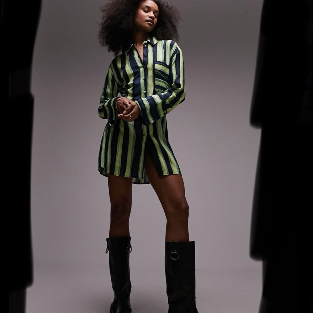 TopShop Long Sleeve Mini Shirt Dress / Tunic - Picture 5 of 5